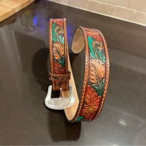 Custom painted Tony Lama belt size 32in